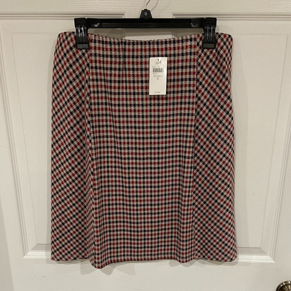 J. Jill Houndstooth Plaid Ponte Knit Skirt - Size Small - NWT